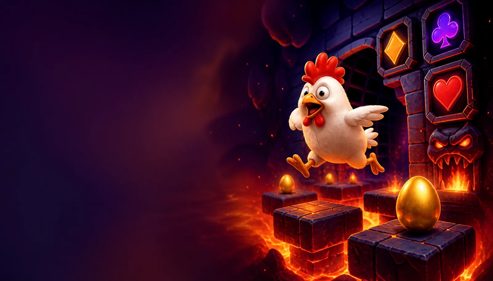Wide hero banner for Chicken Road casino, featuring vibrant slot symbols and a thematic background with space for text on the